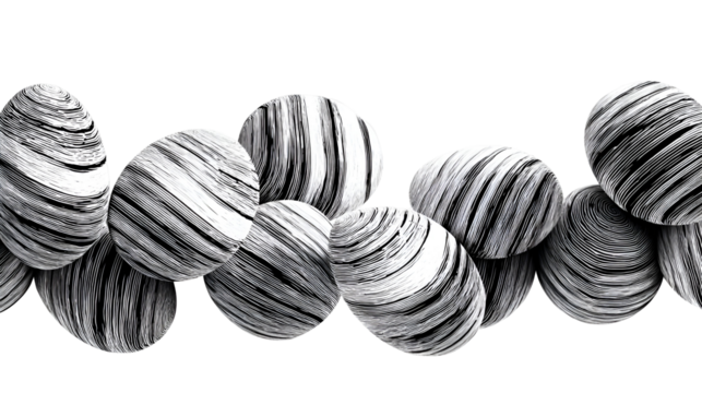Abstract black and white striped eggs art design