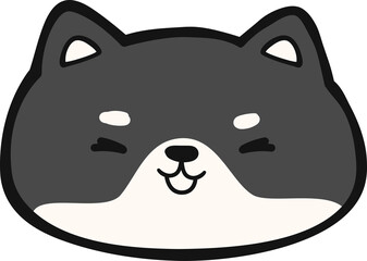 Cute shiba inu dog face cartoon illustration, Kawaii shiba happy face hand drawn cartoon doodle