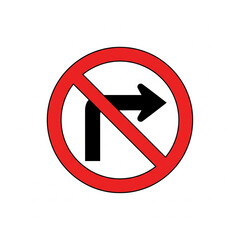 No Right Turn: A concise visual guide to traffic safety, the bold prohibition sign with its clear red circle and diagonal slash immediately warns drivers to not proceed with a right turn. 