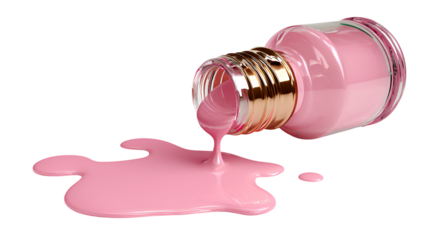 Pink nail polish spilling over black background