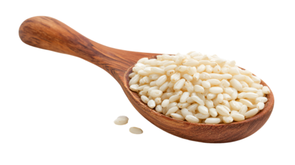 Arborio Rice in Wooden Spoon Culinary Ingredient