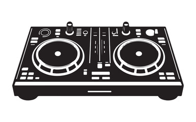 DJ Mixer Deck Silhouette Vector  Turntable Console Music Equipment Art