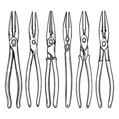 Pliers line art illustration for technical design.eps