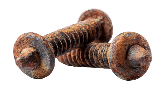 Two Rusty Screws Close Up Macro Shot