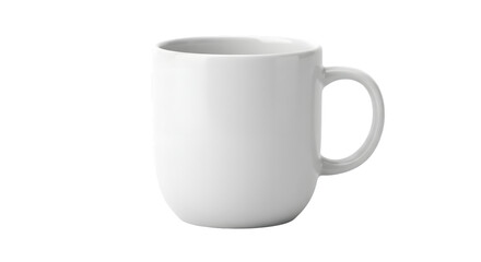 Mockup Minimalist White Ceramic Mug with Smooth Surface and Simple Handle on Transparent Background