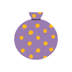 Colorful hand drawn ceramic vase with abstract pattern, isolated on a white background, vector illustration, simple flat design, funky groovy vibe