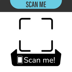 Scan qr code. Scan QR code flat icon with phone. Qr Code template for mobile app, payment and discounts. Barcode. Mobile payment and quick response codes. Scan me with smartphone. Vector illustration