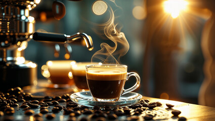 Fresh Coffee with Steam Highlighting Morning Bliss
