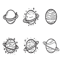 Saturn planet detailed line art vector illustration space design.eps