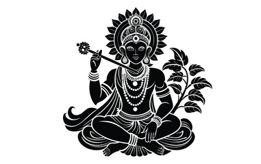 Lord Krishna vector silhouette