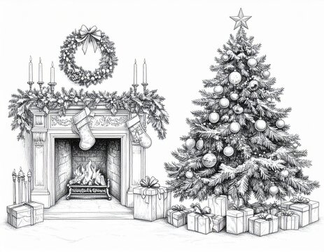 christmas decoration on white background