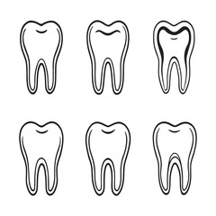 Simple dental care tooth icon in line style.eps