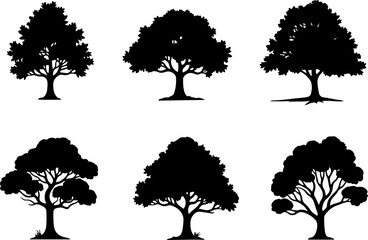 Majestic Tree Silhouette Collection – 7 Elegant Nature Designs vector bundle