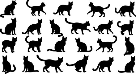 Whimsical Black Cat Silhouette Collection – 24 Unique Feline Poses