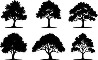 Majestic Tree Silhouette Collection – 7 Elegant Nature Designs vector bundle