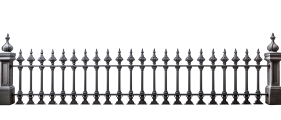 An iron fence centrally placed and entirely isolated on a plain