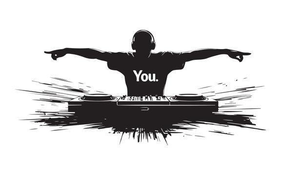 Hooded DJ Silhouette Vector  Mysterious Music Mixer Turntable Art