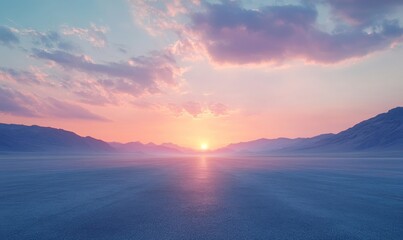 Fototapeta premium Empty asphalt road with a beautiful sky at sunset, symbolizing the journey and freedom of exploration, Generative AI