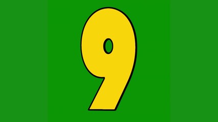  yellow number 9 green background pink green screen animated chromakey background motion design movement scene elements cartoonish illustration frame gesture style colorful