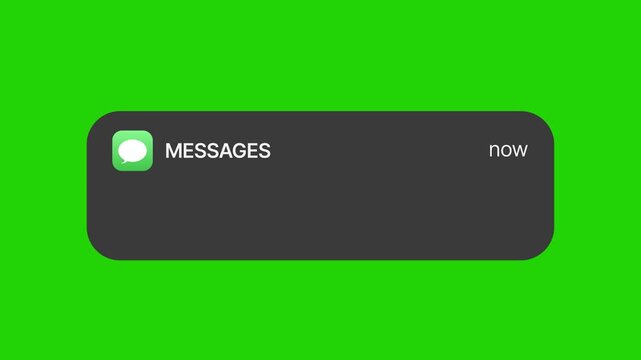New Message Notification Pop-Up Animation on Green Screen, Modern Chat Alert UI Motion Design Template	