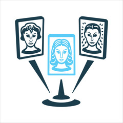 Virtual Meeting: Three Faces, Online Conference Virtual Audience Three floating heads