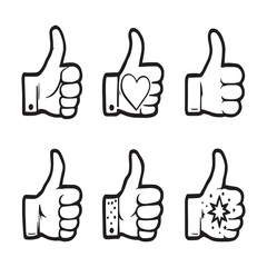 Thumbs up hand gesture line art vector illustration.eps