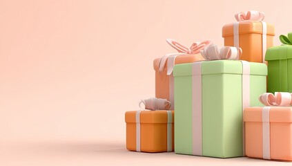 Obraz premium Stack of gift boxes in pastel colors.