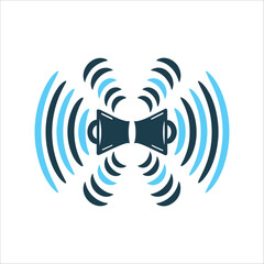 Megaphone Sound Waves Icon, Communication Concept Live Stream Waves Sound waves radiating