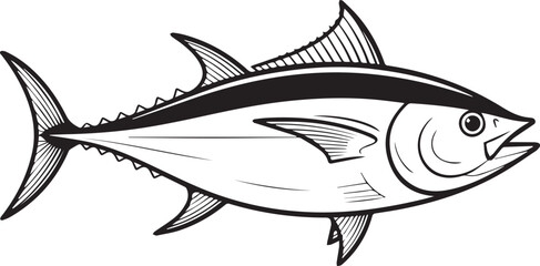sketch style tuna fish vector for sushi restaurant, seafood menu, market label and commercial art projects