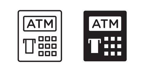 ATM icon, financial icon vector illustration with stroke and fill on white background.