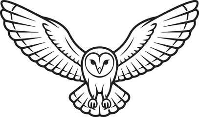 owl wings spread vector engraving style black white wildlife clipart ideal for logos screenprints eco themed designs