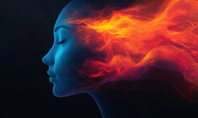 Abstract illustration concept representing mental well-being, mindfulness, depression, and anxiety, with a focus on psychic waves and emotional connections, Generative AI