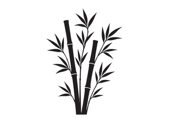bamboo with leaves logo silhouette vector, bamboo tree illustration design vector, silhouette of bamboo plants, bamboo stems with leaves logo vector silhouette on white background