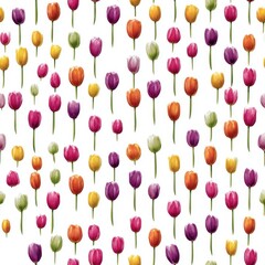 Colorful Tulip Pattern on White Background for Decor and Design