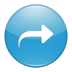 Blue glossy share arrow icon isolated on transparent background