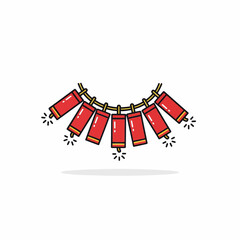 Obraz premium Chinese Firecrackers Icon – Flat Style