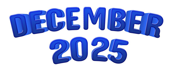 Neon blue December 2025  Month and Year 3D Text