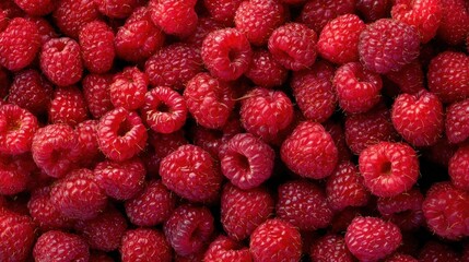 Fresh Vibrant Raspberries Filling A Whole Frame Closer Look