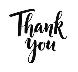 Thank you calligraphy design cutout isolated on transparent bg, png