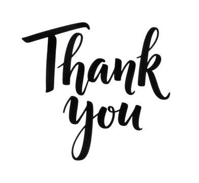 Thank you calligraphy design cutout isolated on transparent bg, png