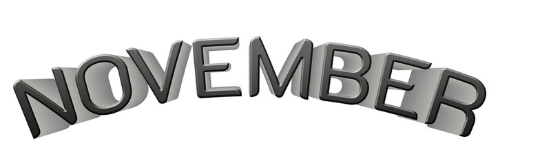3D November Letters Gradient Black and Gray