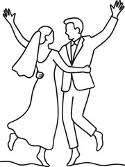 Obraz premium Vector drawing of a married couple