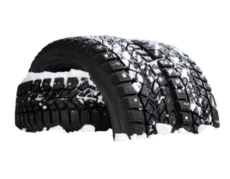  Tire Tracks in Snow from Off-Road Vehicle, Angled Side Perspective, Transparent Background (2)