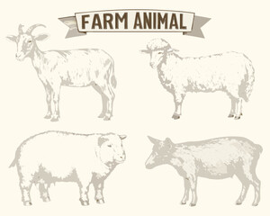 farm animals collection vector