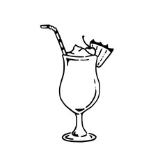 hand-drawn Pina colada sketch