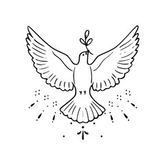 sacred dove line art with celestial glow