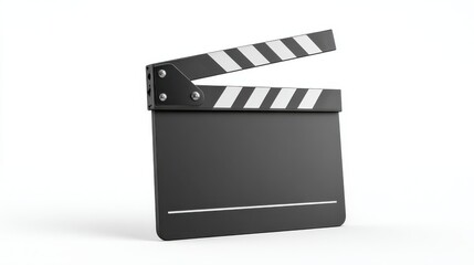 Isolated Black and White Clapperboard on a White Background for Film and Movie Production Purposes