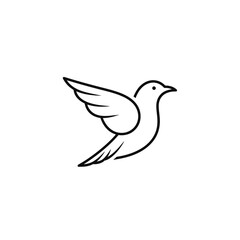 Obraz premium Minimalist Line Art of a Dove in Flight, Black Outline