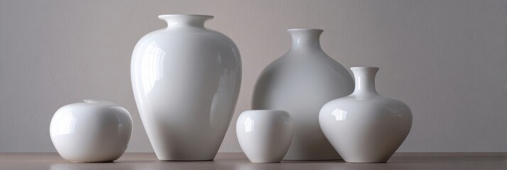 Elegant White Vases in Minimalistic Design for Modern Interiors