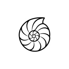 Obraz premium Stylized Nautilus Shell Illustration with Black Outline and Spiral Pattern